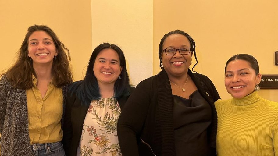 Photo caption: from left to right: Jamie Fanous (CAFF), Sandra Nakgawa (CalCAN), Assemblymember Lori Wilson, and Jessica Gonzalez (CCOF)